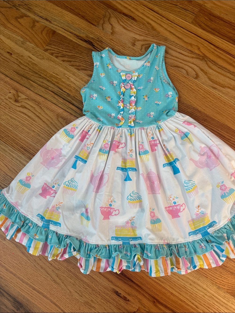 Eleanor Rose Turquoise & Pastel Cupcake Tea-Party Dress